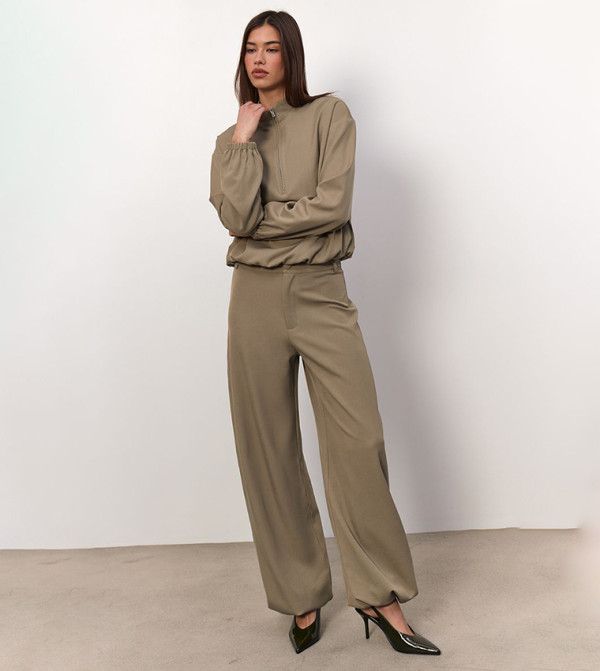 Woven Toggle Detail Straight Fit Trousers