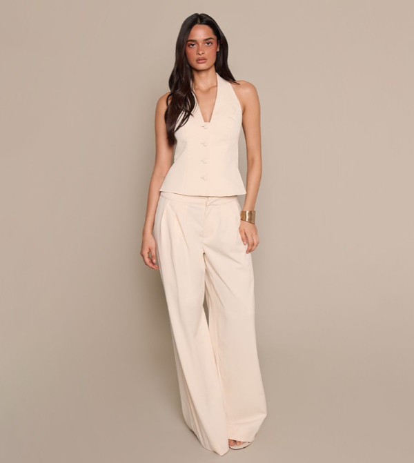 Pleated Tailored Wide Leg Trousers