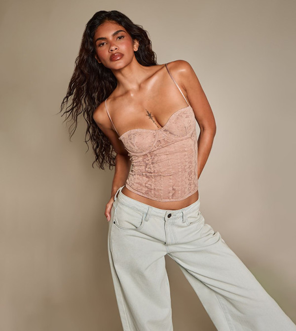 Lace Spaghetti Strappy Corset Top