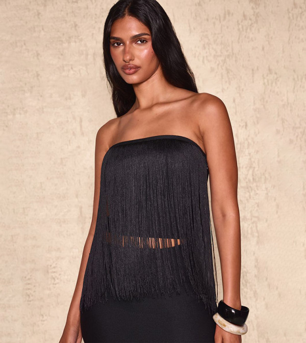 Bandage Fringe Detail Bandeau Top