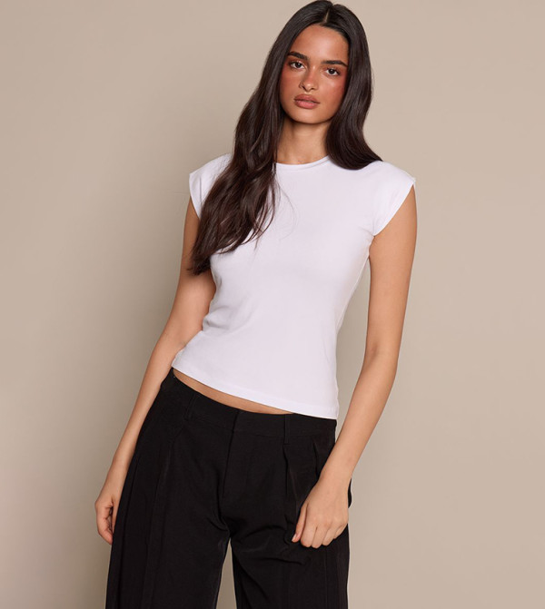Soft Drop Sleeves Crop T-Shirt