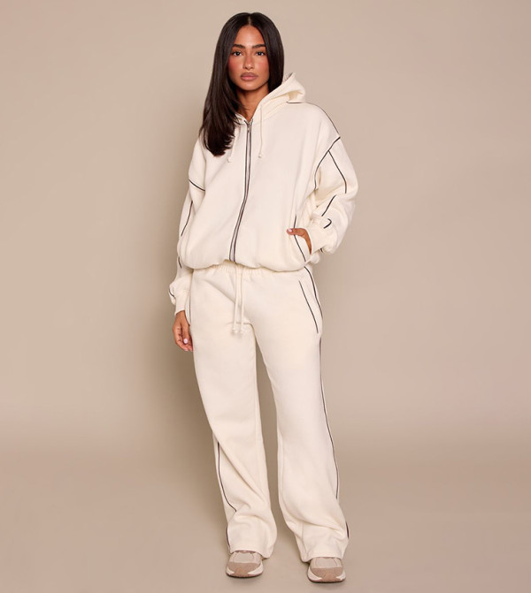 Petite Contrast Seam Straight Fit Sweatpants