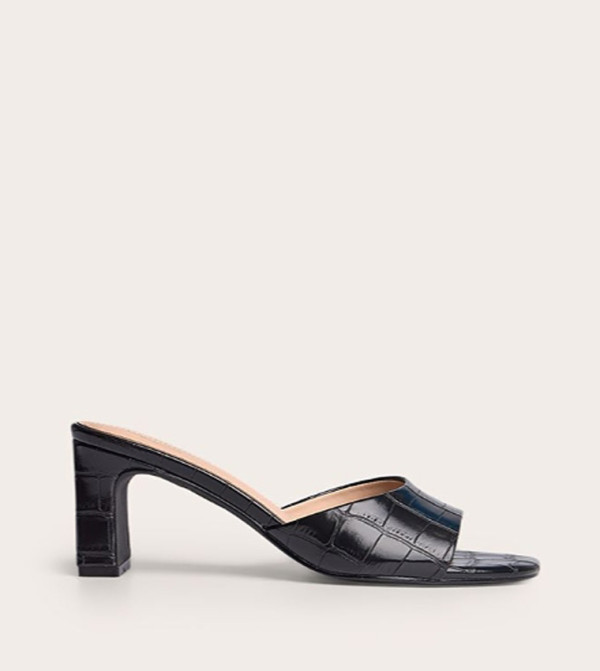 Wide Fit Croc Block Heeled Sandals
