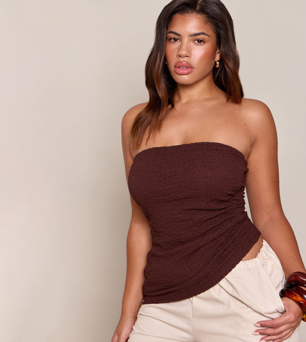 Shape Textured Asymmetrical Bandeau Top