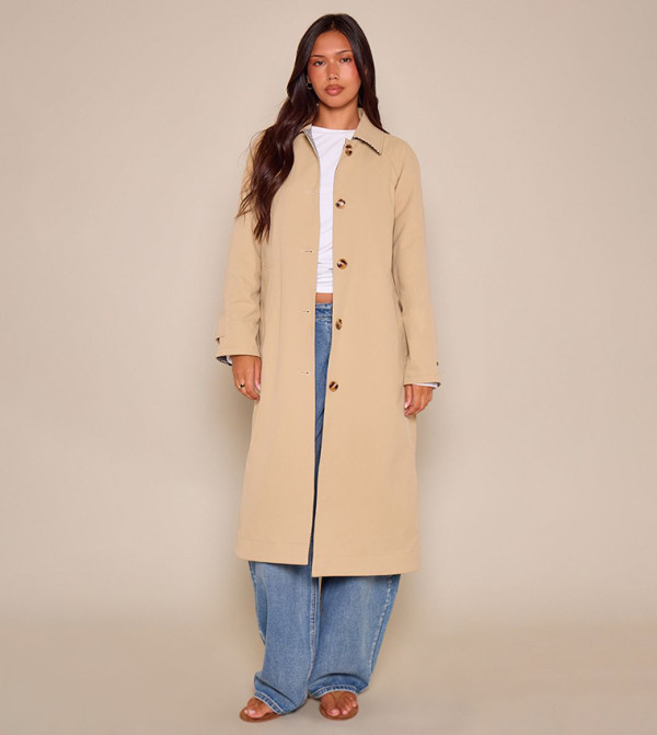 Plaid Collared Reversible Trenchcoat