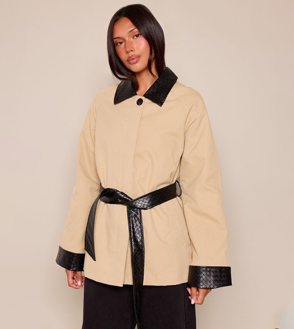 Quilted Collar Belted Trench Coat