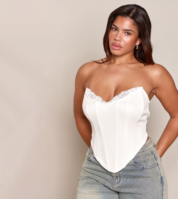 Shape Contrasting Lace Detail Corset Top