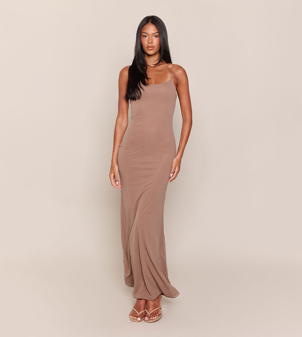 Tall Textured Beaded Strappy Maxi Dress