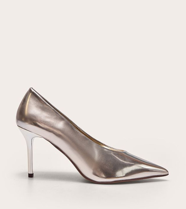 Metallic Faux Leather Pumps