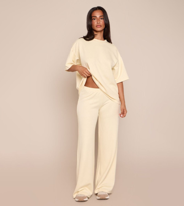 Petite Soft Touch Elastic Waist Wide Leg Trousers