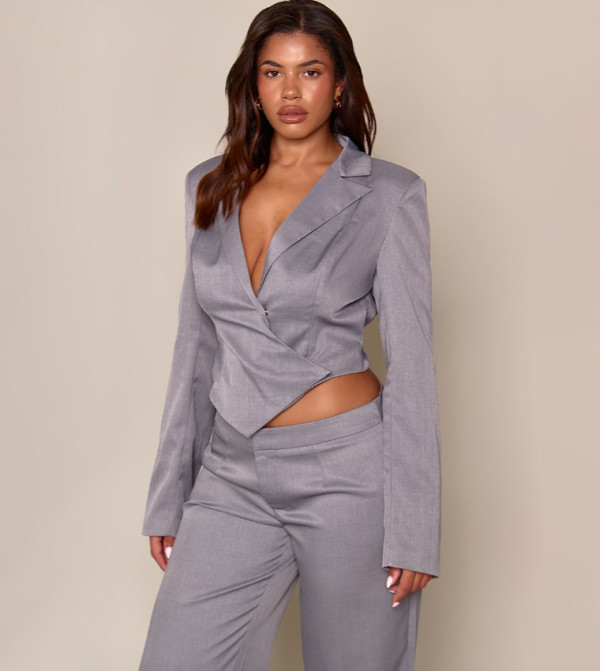 Shape Plunge Asymmetrical Hem Tailored Top