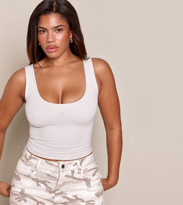Shape Logo Sculpt Plunge Sleeveless Top