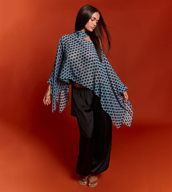 Chiffon Tie Detail Cape Top