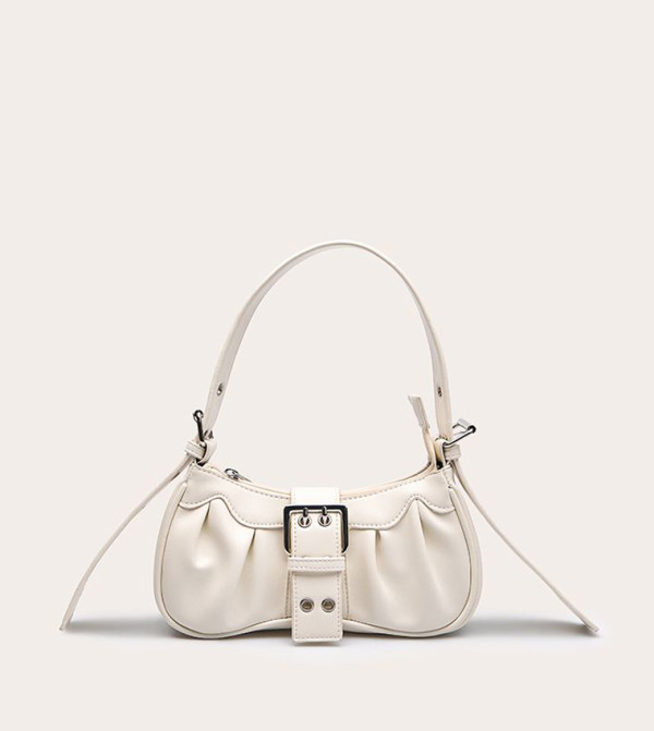 Faux Leather Eyelet Buckle Shoulder Bag