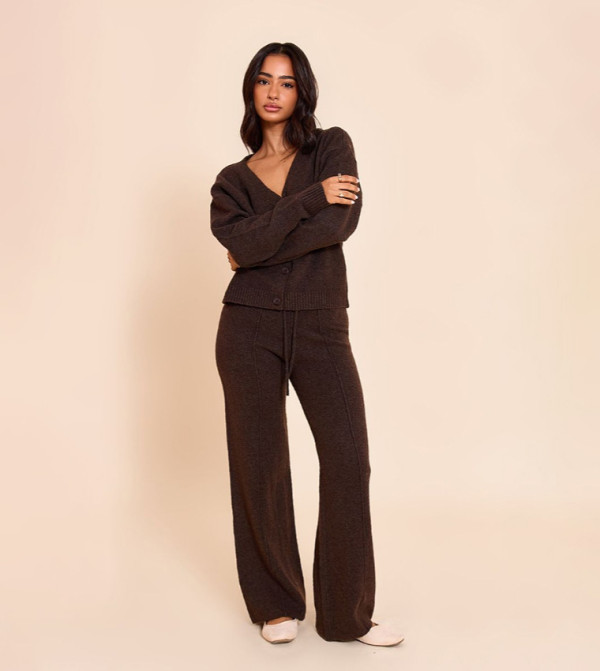 Petite Drawstring Knitted Straight Fit Pants