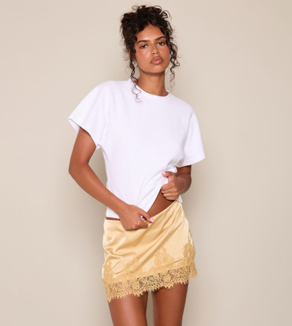 Heavy Ribbed Cinched Waist T-Shirt