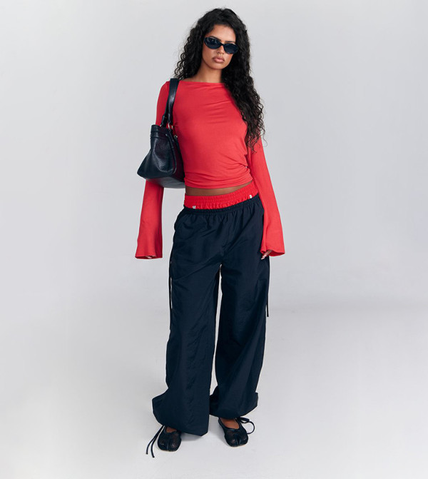 Nylon Tie Detail Track Pants