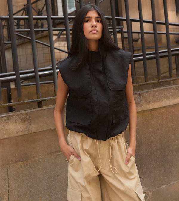 Woven High Neck Utility Jacket
