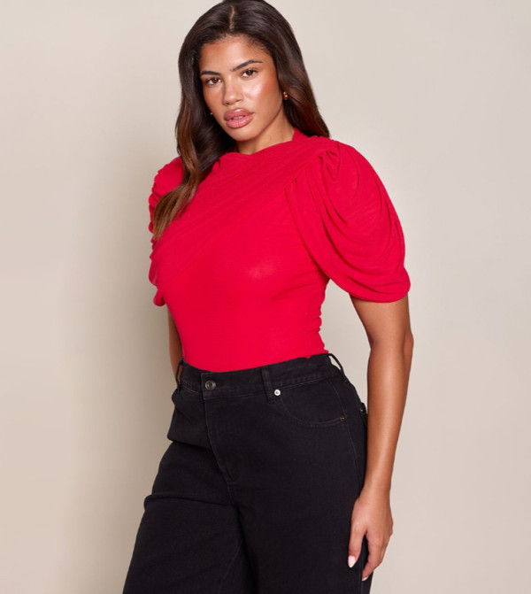 Shape Mesh Extreme Drape Bodysuit Top