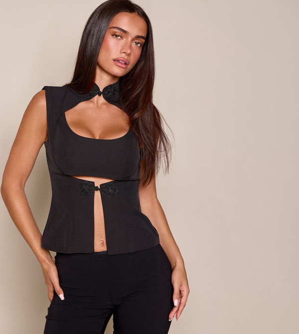 Bralette Detail Mandarin Style Top