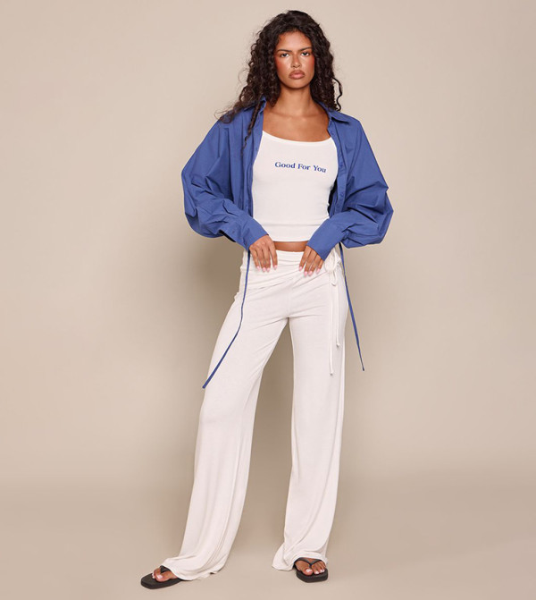 Jersey Wrap Tie Straight Leg Trousers