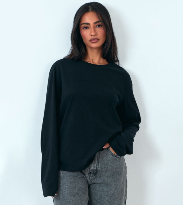 Soft Cotton Long Sleeves Oversized T-Shirt