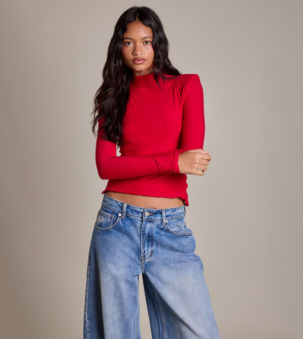 Brushed Jersey Shoulder Pad Top