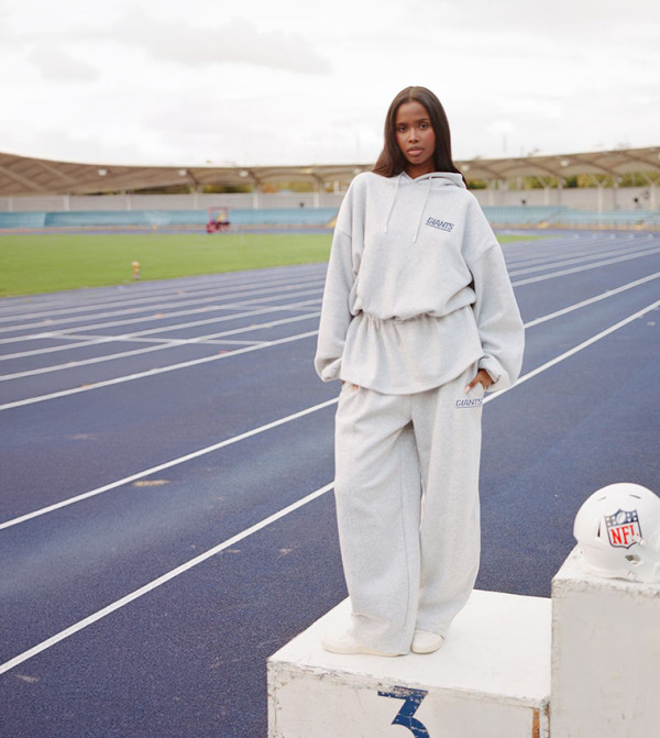 Marl 'NY Giants' Embroidered Wide Leg Sweatpants
