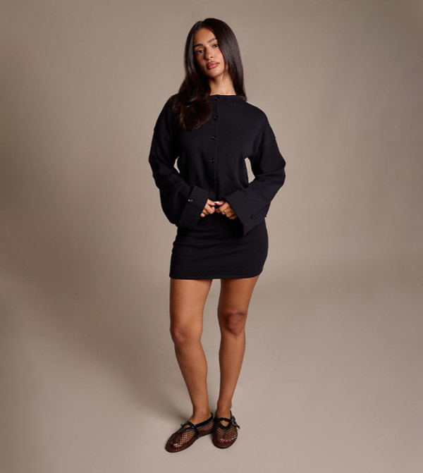 Petite Knit Fold Over Waistband Mini Skirt