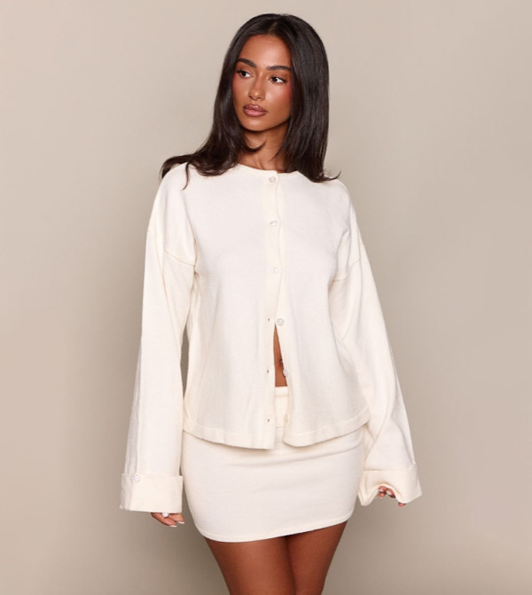 Petite Knit Turn Up Hem Cardigan