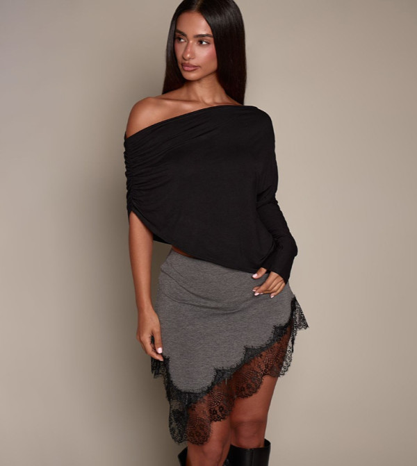 Petite Slouchy Off Shoulder Top