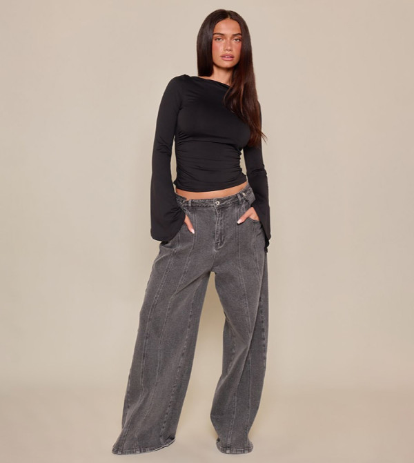 Slinky Scoop Back Detail Ruched Cropped Top