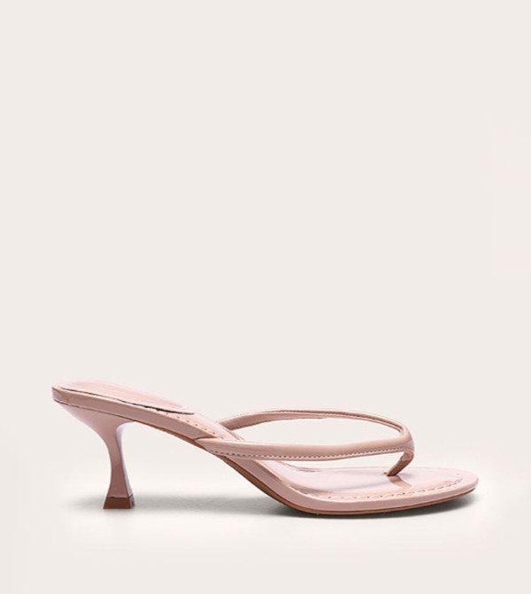 Patent Toe Thong Mid Heeled Sandals