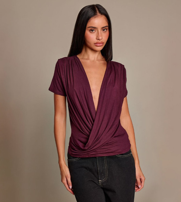 Extreme Cowl Short Sleeves Top