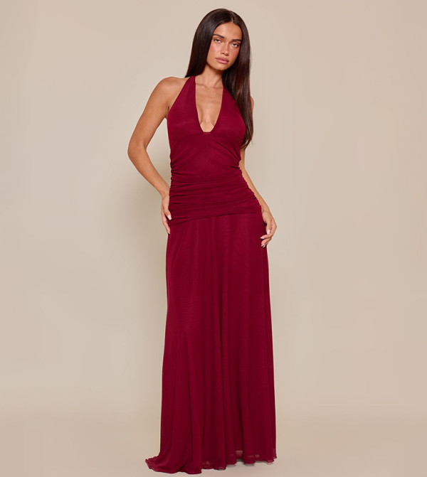 Chiffon Halterneck Maxi Dress