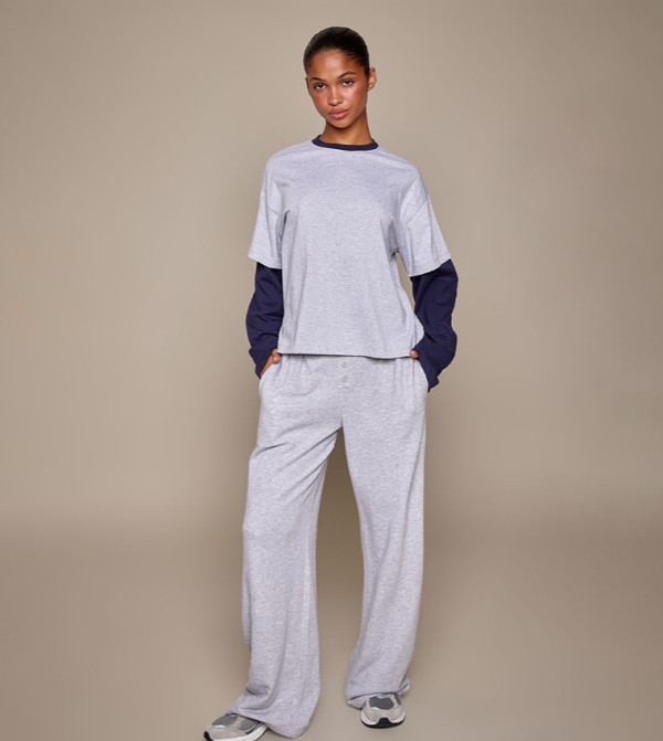 Cotton Raglan Contrast Long Sleeves T-Shirt