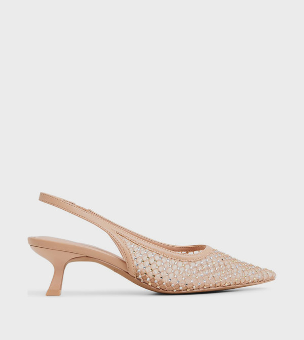 DARIAHH Embellished Mesh Slingback Pumps