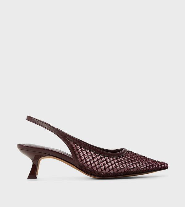 DARIAHH Embellished Mesh Slingback Pumps