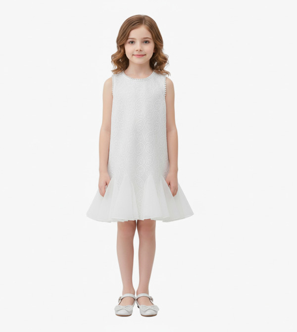 Lace Detail Sleeveless Princess Dress