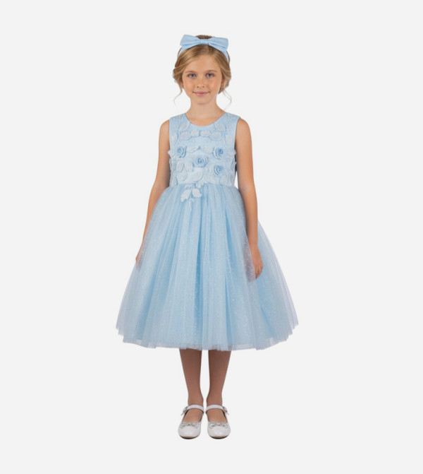 Olivia Embroidered Party Dress with Headband