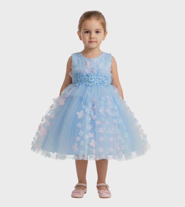 Apple Blossom Sleeveless Tulle Dress