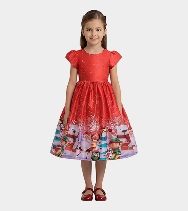 Christmas and New Year Theme Fit and Flare Dress
