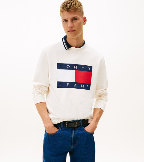 Flag Printed Crew Neck Sweatshirt
