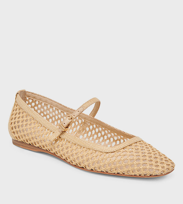 REYES Woven Openwork Buckle Strap Mary Jane Shoes
