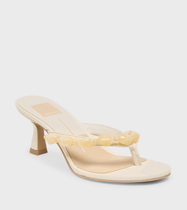 DAKSIE Stone Embellished Slip-On Heel Sandals