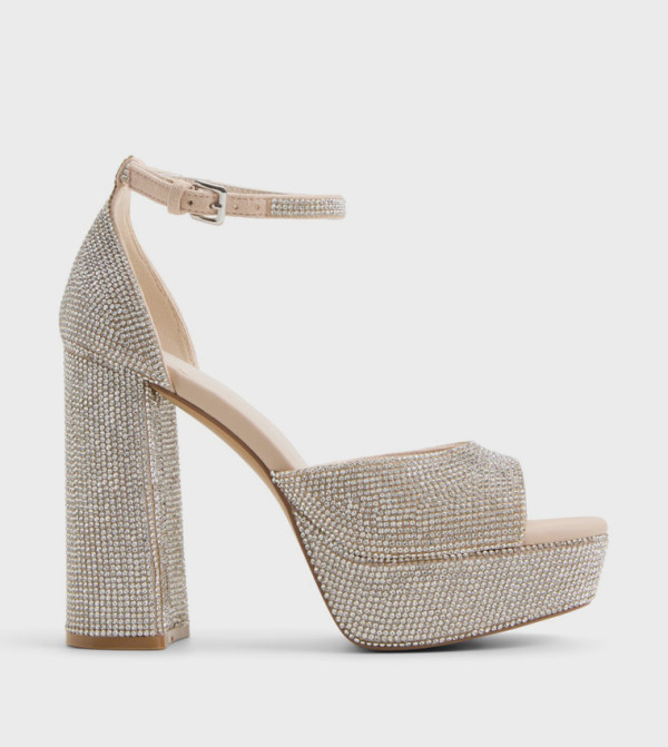 DOMMINIKA Embellished Ankle Strap Heel Sandals
