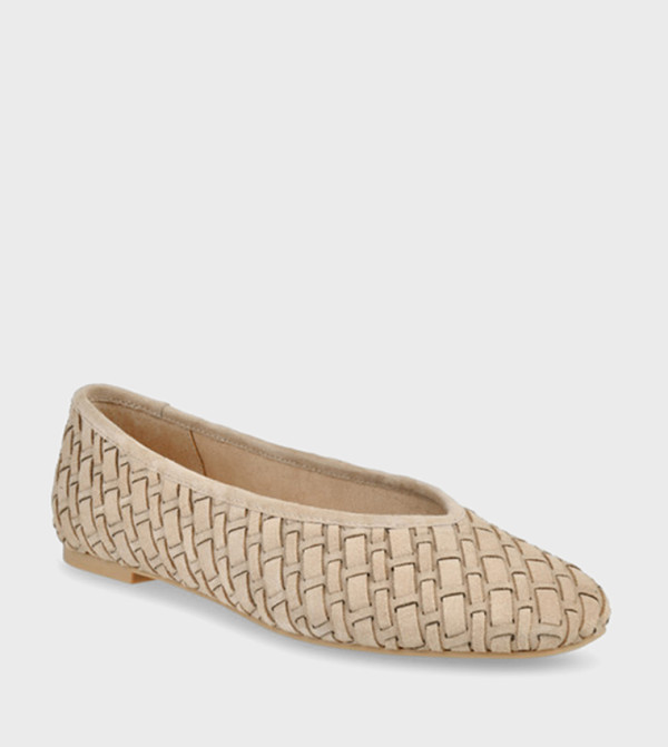 MEGIN Basket Weave Round Toe Ballerinas