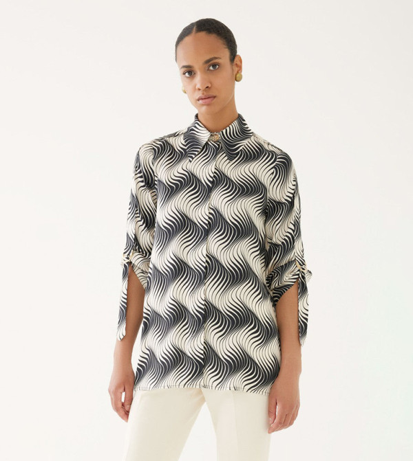 Patterned Viscose Long Sleeves Shirt