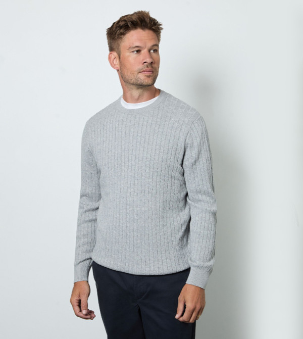 Premium Pure Cotton Cable Crew Neck Jumper
