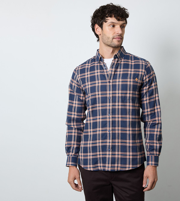 Windowpane Checkered Long Sleeves Shirt